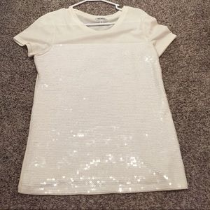 White tee with sequins